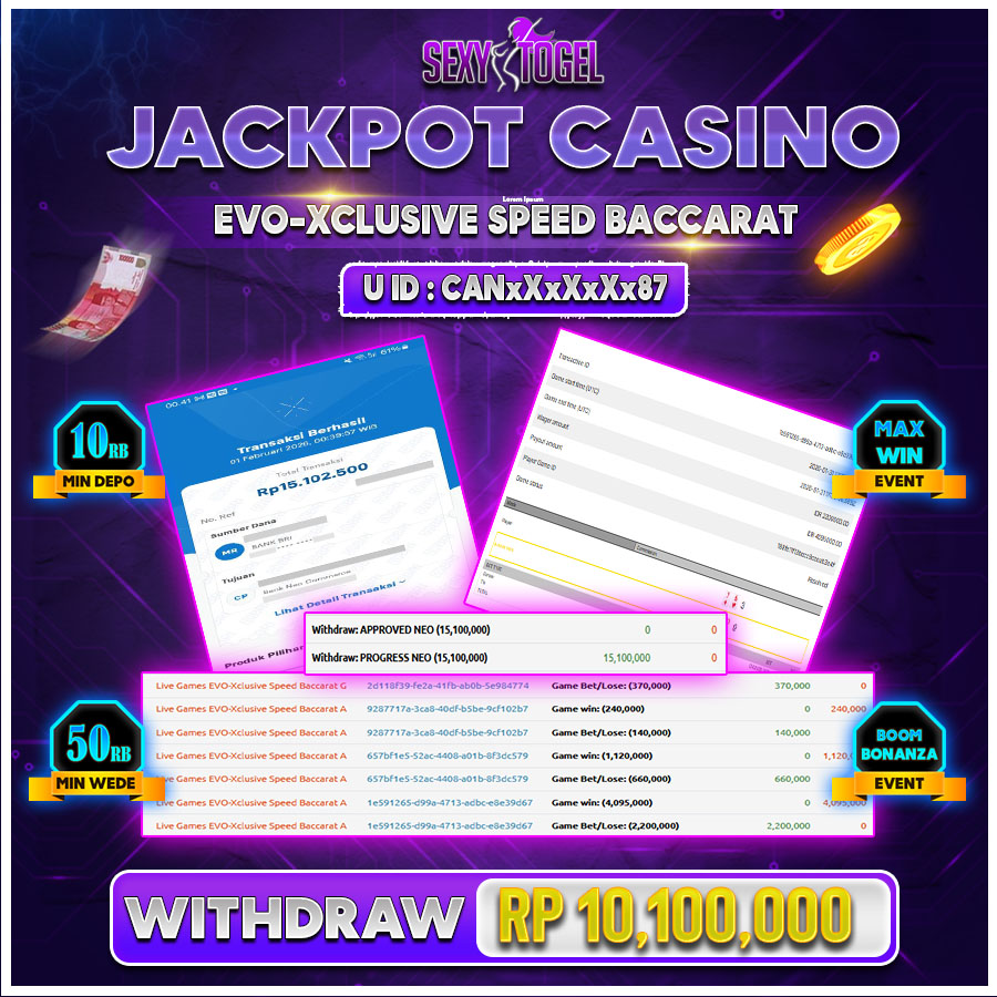 SEXYTOGEL JACKPOT CASINO EVO-XCLUSIVE SPEED BACCARAT  Rp.10.100.000.,-LUNAS